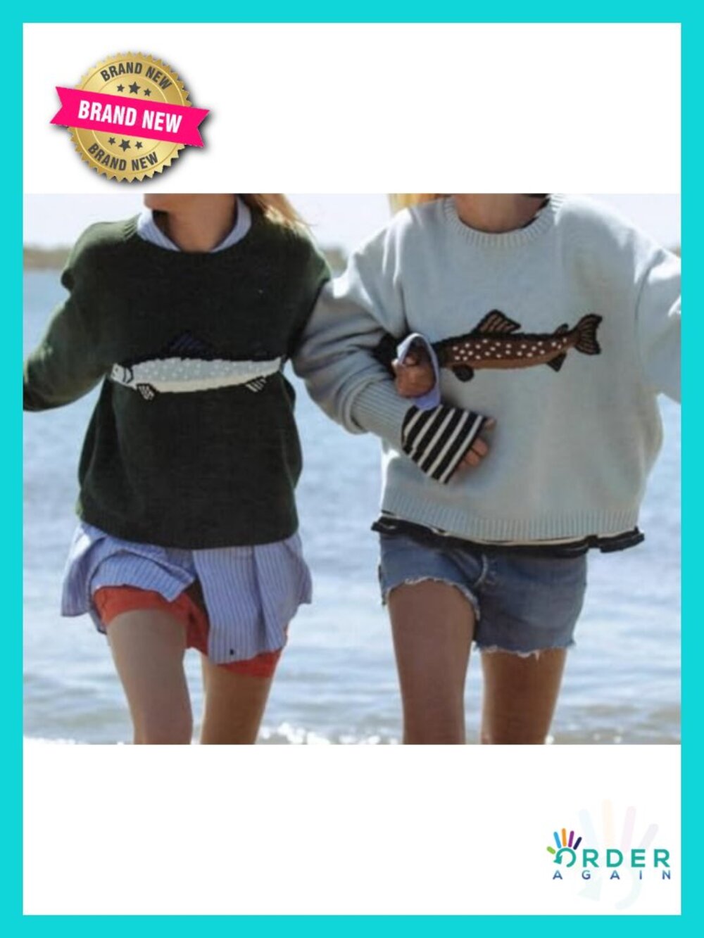 Fish Graphic Crochet Chunky Sweater Cottagecore Oversized Pullover - Picture 5 of 5